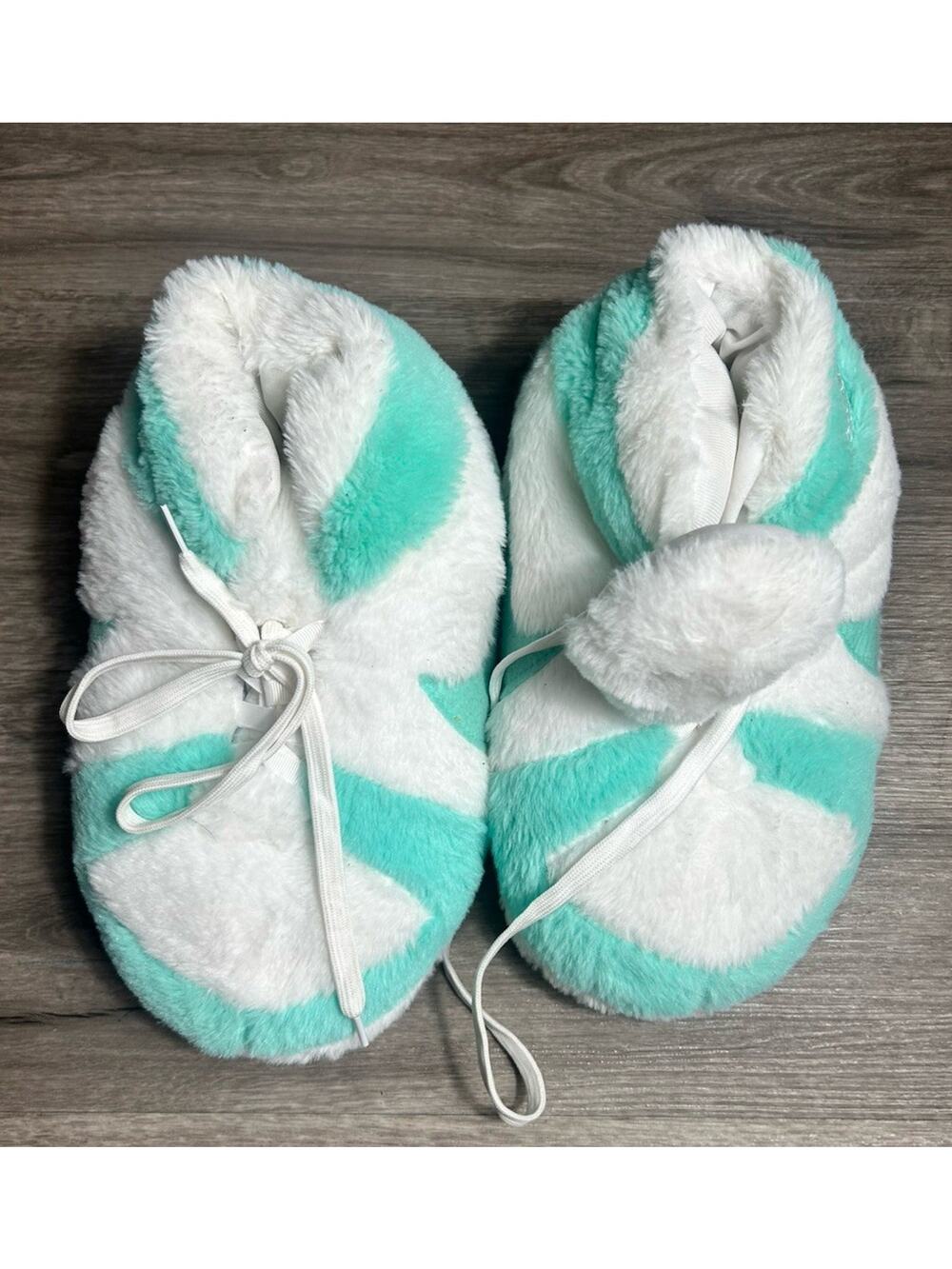 Nike Jordan Wings Plush Fuzzy House Slippers Mint Green White One Size Fits Most
